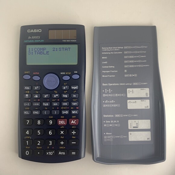 Vintage Casio FX-300ES Scientific Calculator Solar w/ Cover and Users Guides - Picture 1 of 10